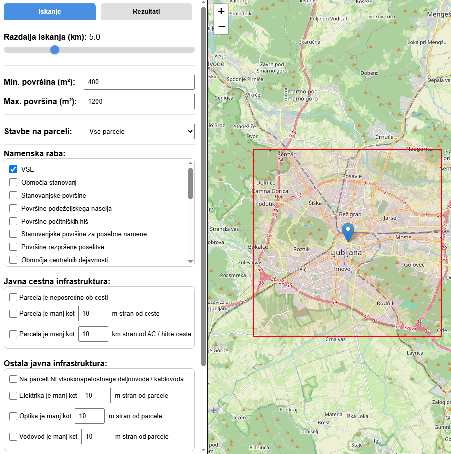 Predogled iskalnika parcel